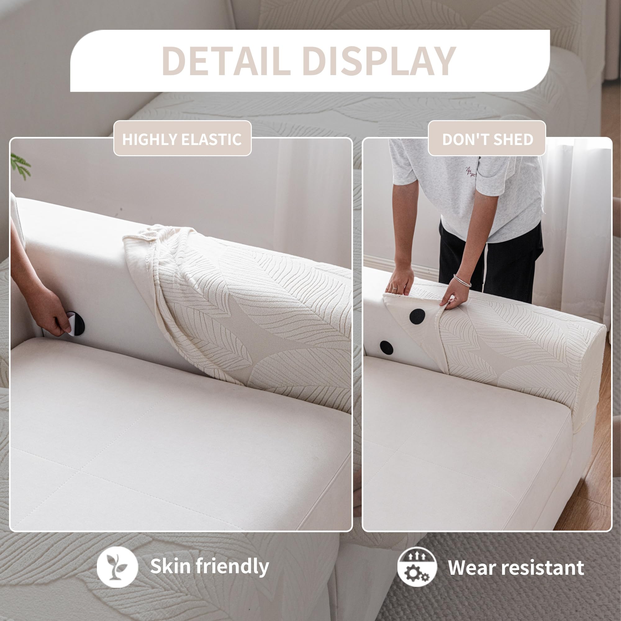 Fundas de sofá para sofá seccional, fundas de cojín suaves y elásticas lavables para sofá en forma de L, fundas antideslizantes para decoración de muebles para mascotas (1 funda para 5