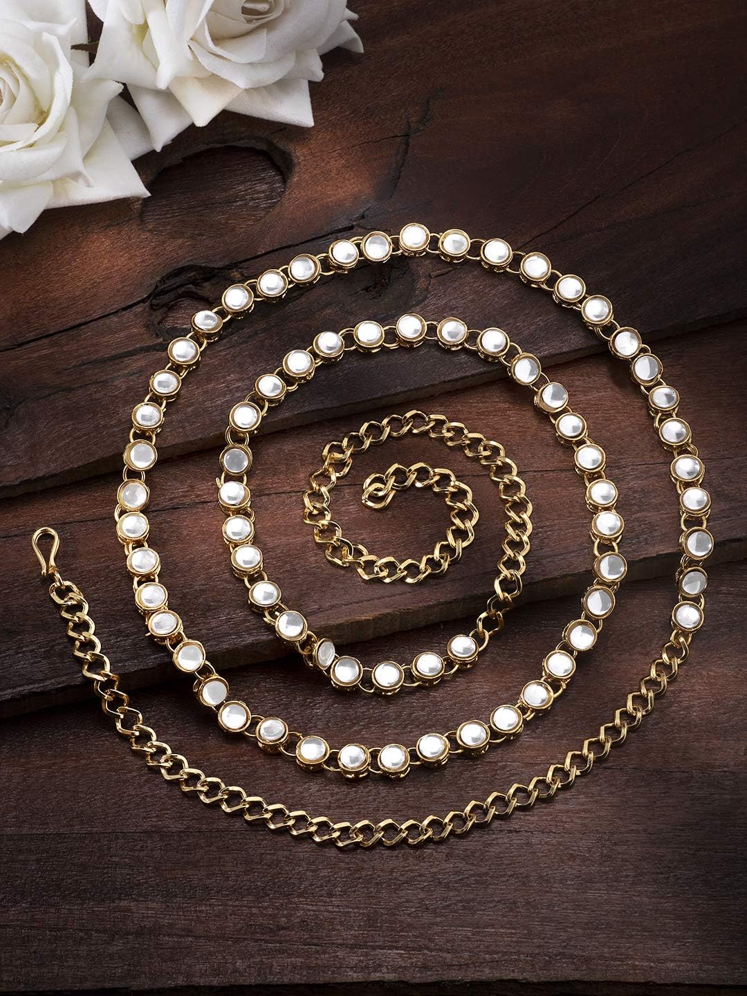 Aheli Ethnic Kundan Waist Chain Kamar Patta Faux Stone Studded Belly Chain Indian Traditional Saree Belt Wedding Party Wear Fashion Jewelry Gift for Women