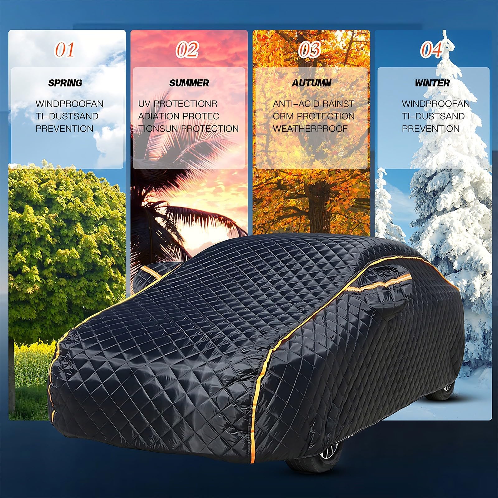 Bache Voiture Exterieur Anti Grele pour Renault Megane 4, Bache Voiture Imperméable et Épaissie, Housse de Protection Extérieur Contre Pluie Soleil Poussière w23x