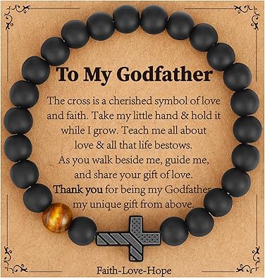 Gifts for Dad New Dad Stepdad Husband, American Flag Cross Beads Bracelet Jewelry Gifts for Father Men from Daughter Son Wife