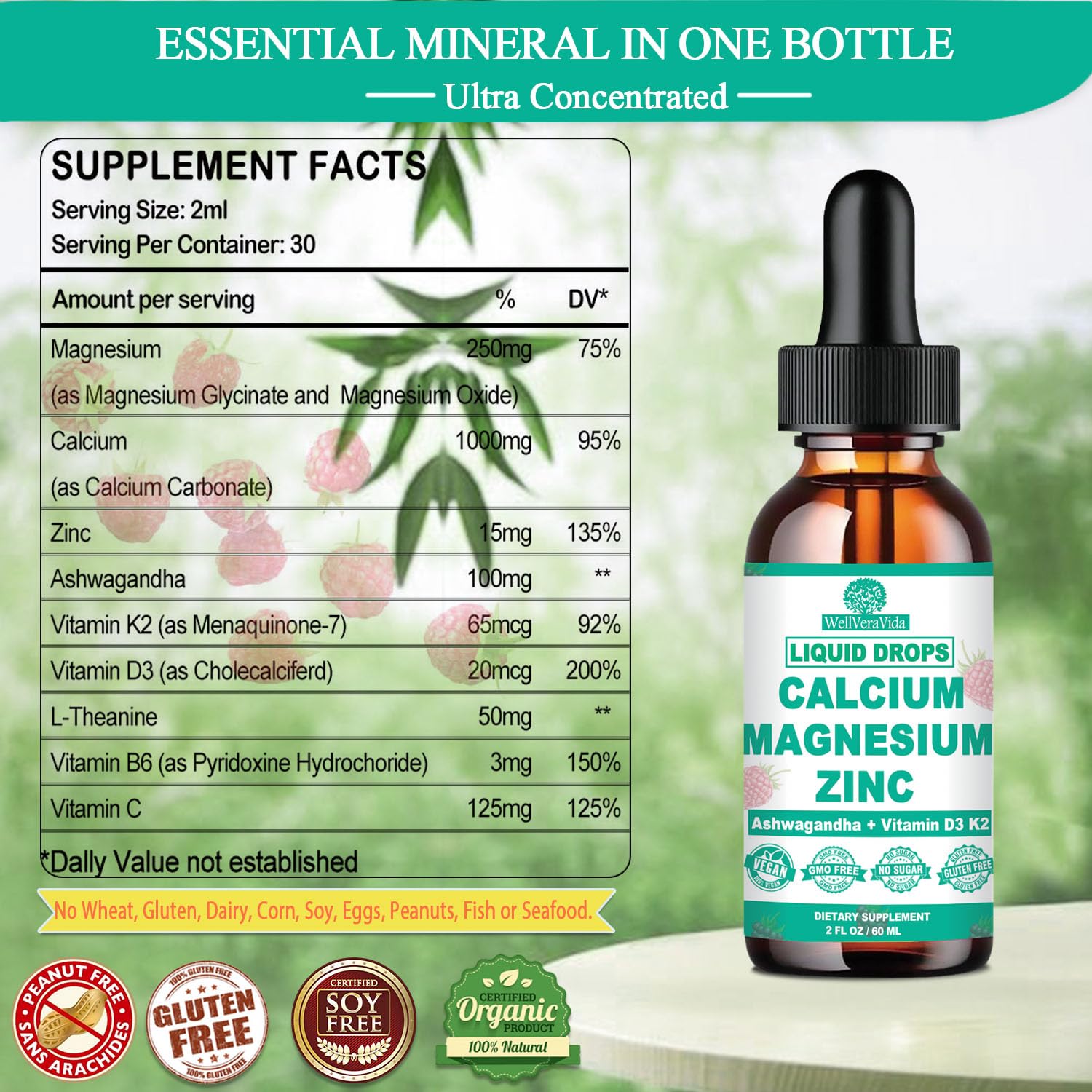 Calcium Magnesium Zinc Liquid Drops, Calcium Supplement with Vitamin D3 K2 — Amazon image 7