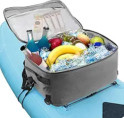 Bolsa térmica para prancha de remo, impermeável, portátil, bolsa térmica para caiaque com bolsas laterais, acessórios para prancha de remo inflável, refrigeradores para suprimentos, caiaque, cinza