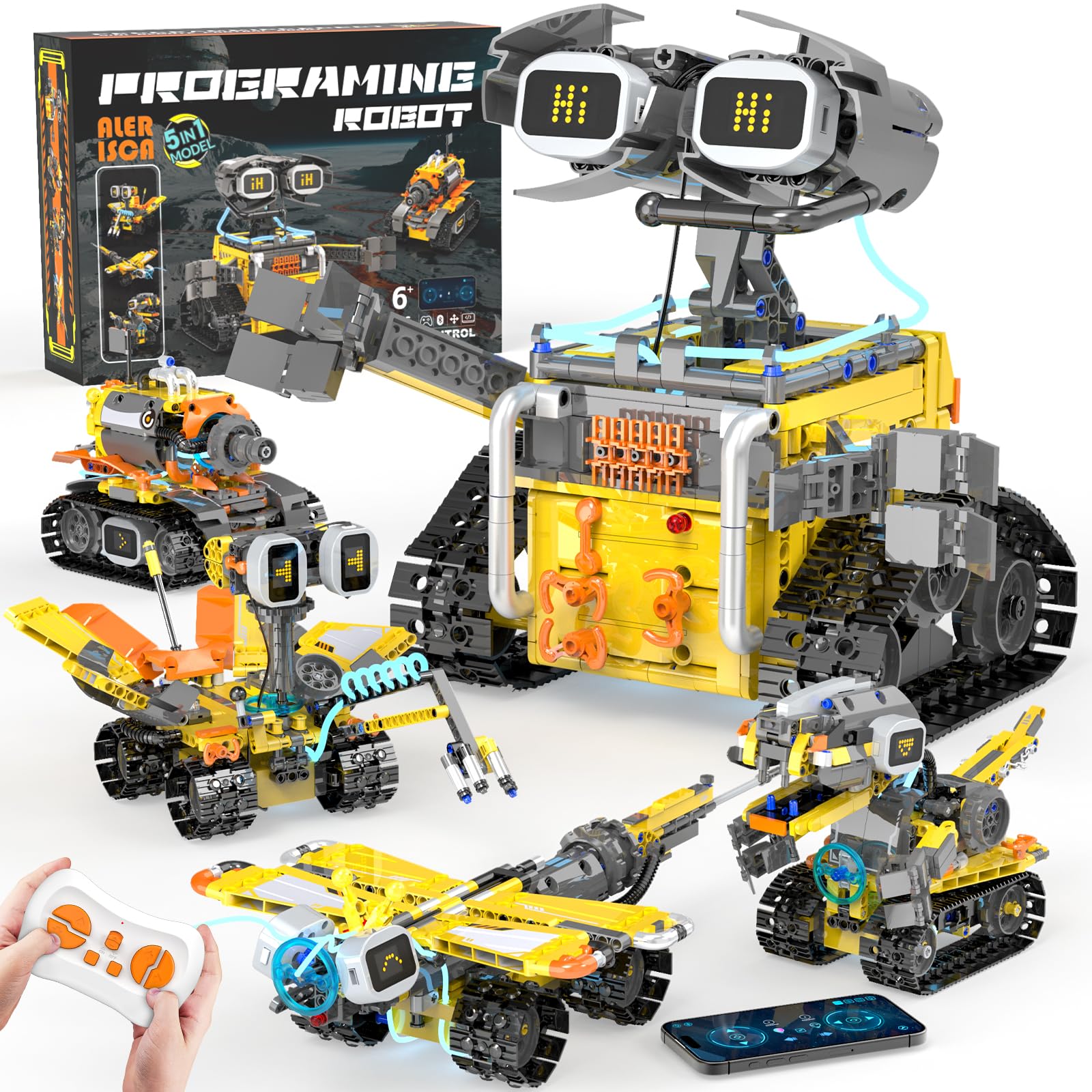 Photo 1 of 5in1 STEM Robot Building Kits for Kids 6-12, App & Remote Control STEM Dinosaur Tank Robot Building Toys for Kids, 890Pcs DIY Science Building Sets, Erector Sets for Boys Girls Birthday Xmas Gifts