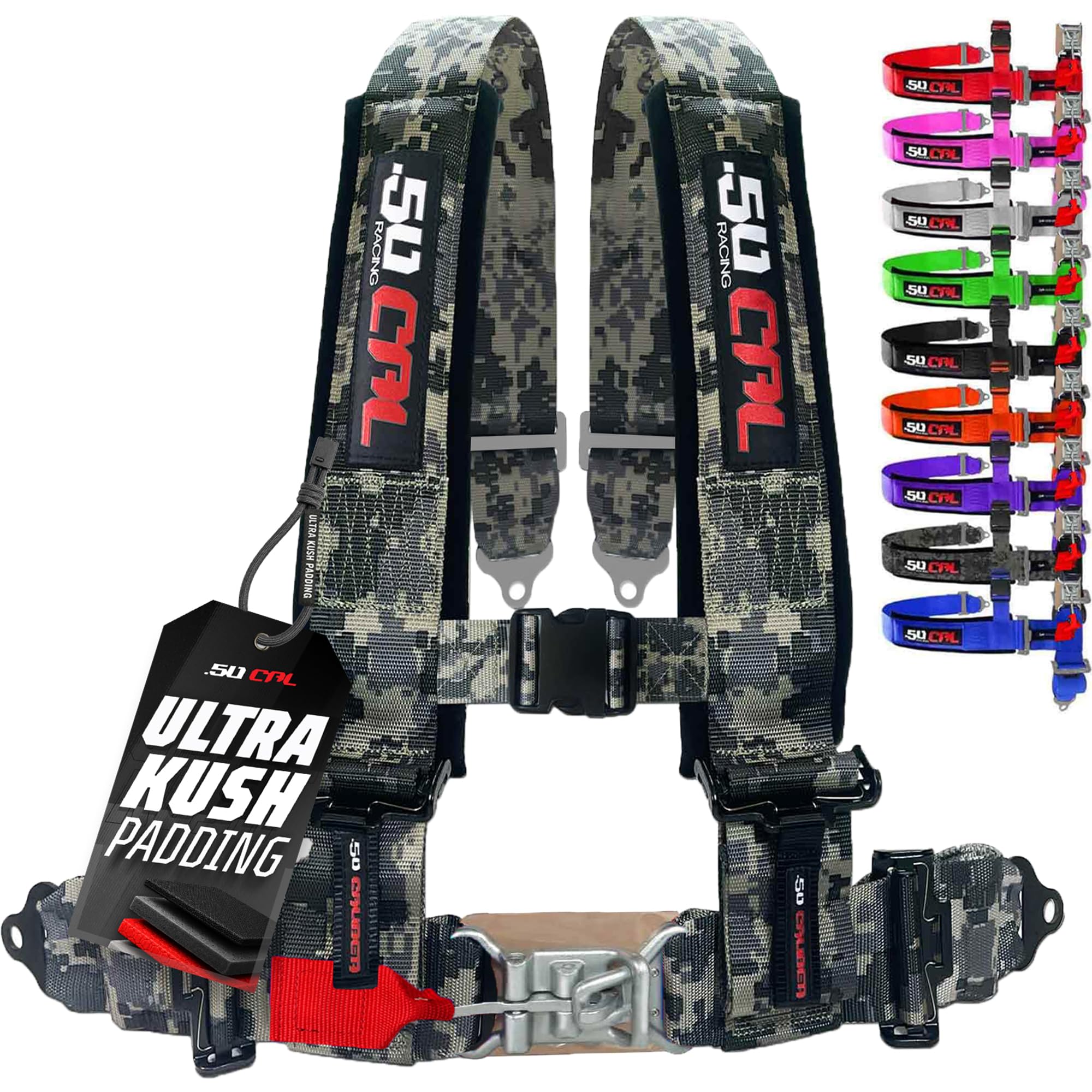 1pc 50 Cal Camo 4pt 4 Point Harness 3 inch straps, Racing Harness Seat Belt