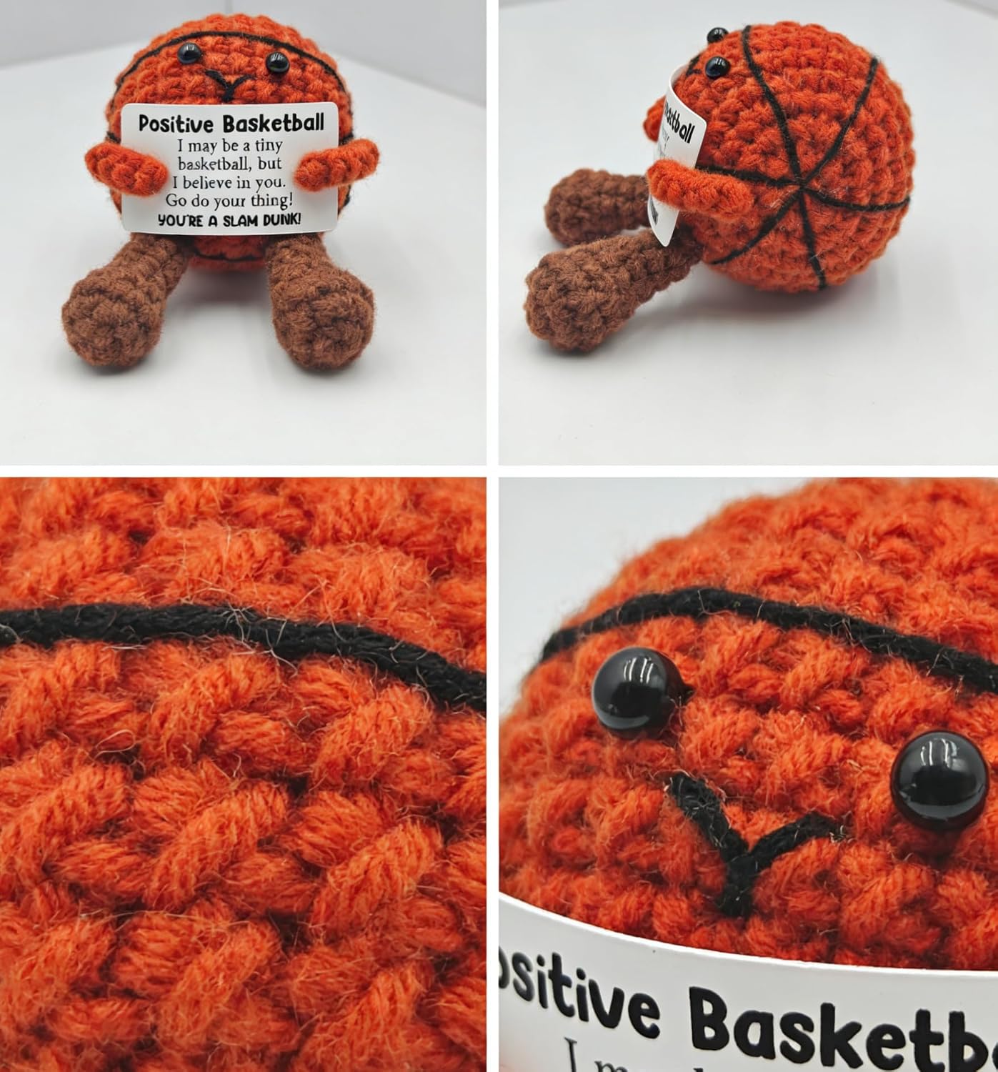 Positive Crochet Basketball Gifts for Players & Fans, Emotional Support Plush Crochet Funny Inspirational Gift for Men Women Basketballs Players