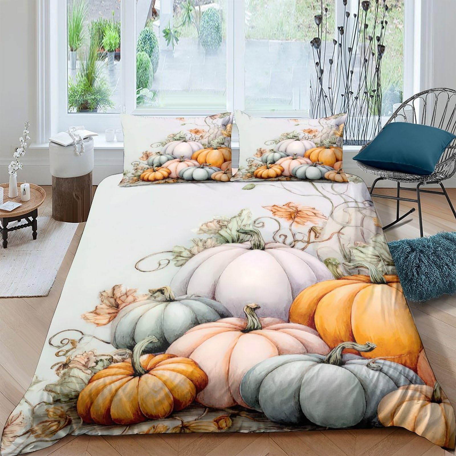 Ctjqhvkz Style-3 3D Printed Pumpkin Harvest Fitted Sheet Microfiber Soft Autumn Decor Thanksgiving Bed Cover For Bedroom Guest Room Single（135X200cm）