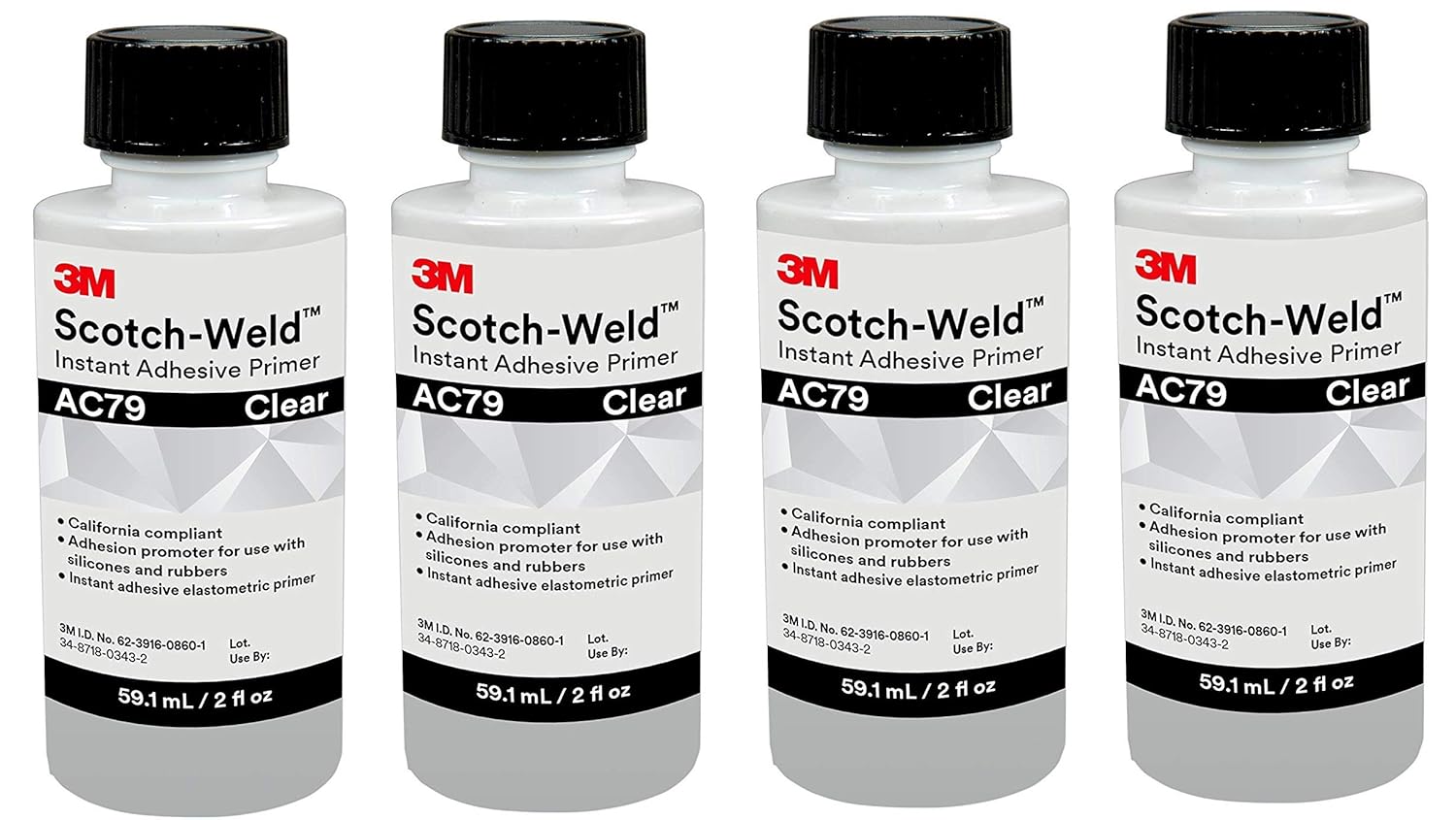 3M ScotchWeld Instant Adhesive Primer AC79, Clear, 2 fl oz Bottle
