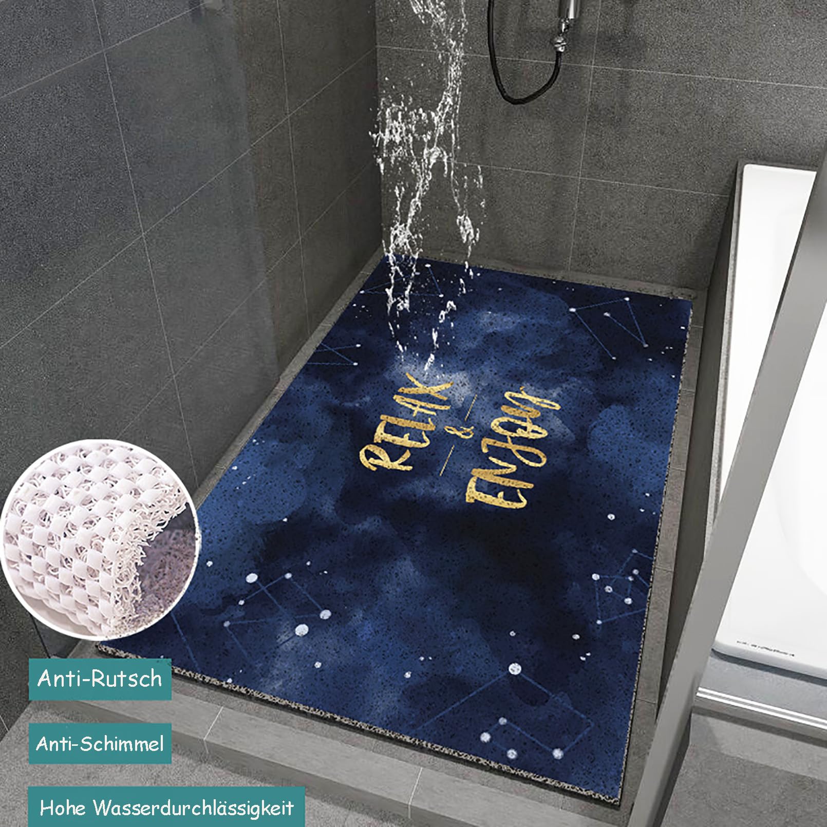 Alfombrilla antideslizante para bañera de 40 x 60 cm, diseño marino colorido, material de PVC, con ventosas, suave y cómoda, alta permeabilidad al agua
