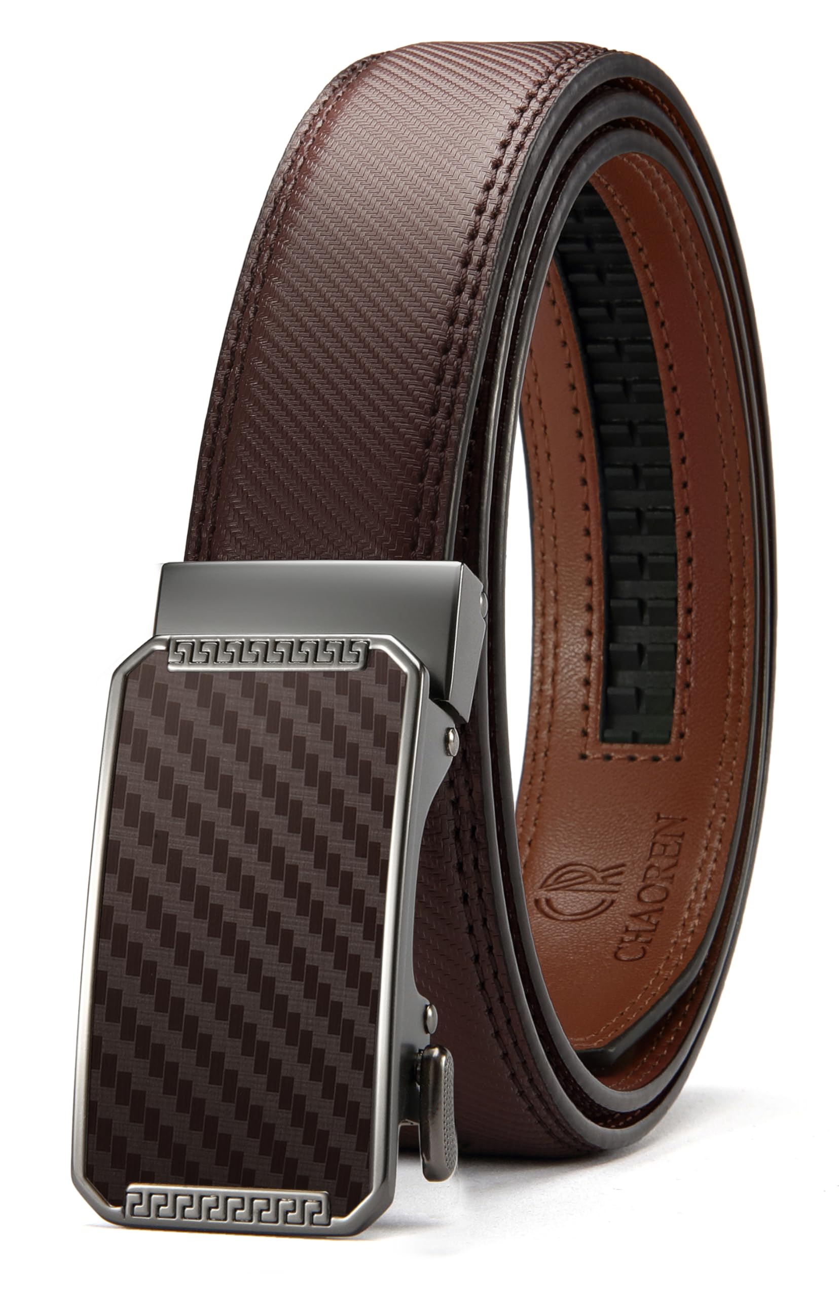 CHAOREN Mens Dress Belt - Mens Ratchet Belt Leather for Dress Pant - Micro Adjustable Belts Fit Everywhere