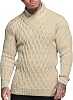 Manatsulife MY2271 Mens Sweater, Long Sleeve, Winter, Autumn, Knit, Warm, Cable Knit, V-Neck, Thick, Loose, Soft, Everyday Wear, Commuting, 6 Colors, Casual