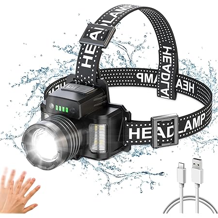 Lampe Frontale LED PEAKRO 90000 Lumens - Rechargeable USB-C - Zoom Et Angle Réglable - Étanche IPX7 - Pour Camping, Randonnée, Urgence
