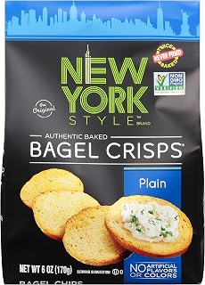New York Style Plain Bagel Crisps, 6oz - Authentic NYC Bakery Crunch, Kosher Party Snack for Dips & Salads