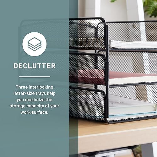 Miniatura 2 de Safco Products 3271BL Organizador de escritorio con bandeja triple de malla en color ónix Negro Black, Blue, White, Wine