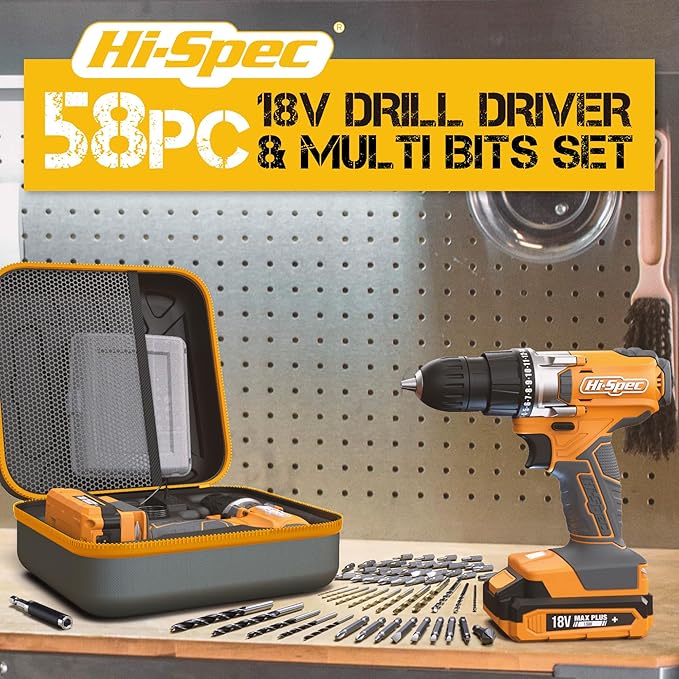 Taladro Inalámbrico Hi-Spec 18V con Batería, Cargador y Estuche miniatura 3