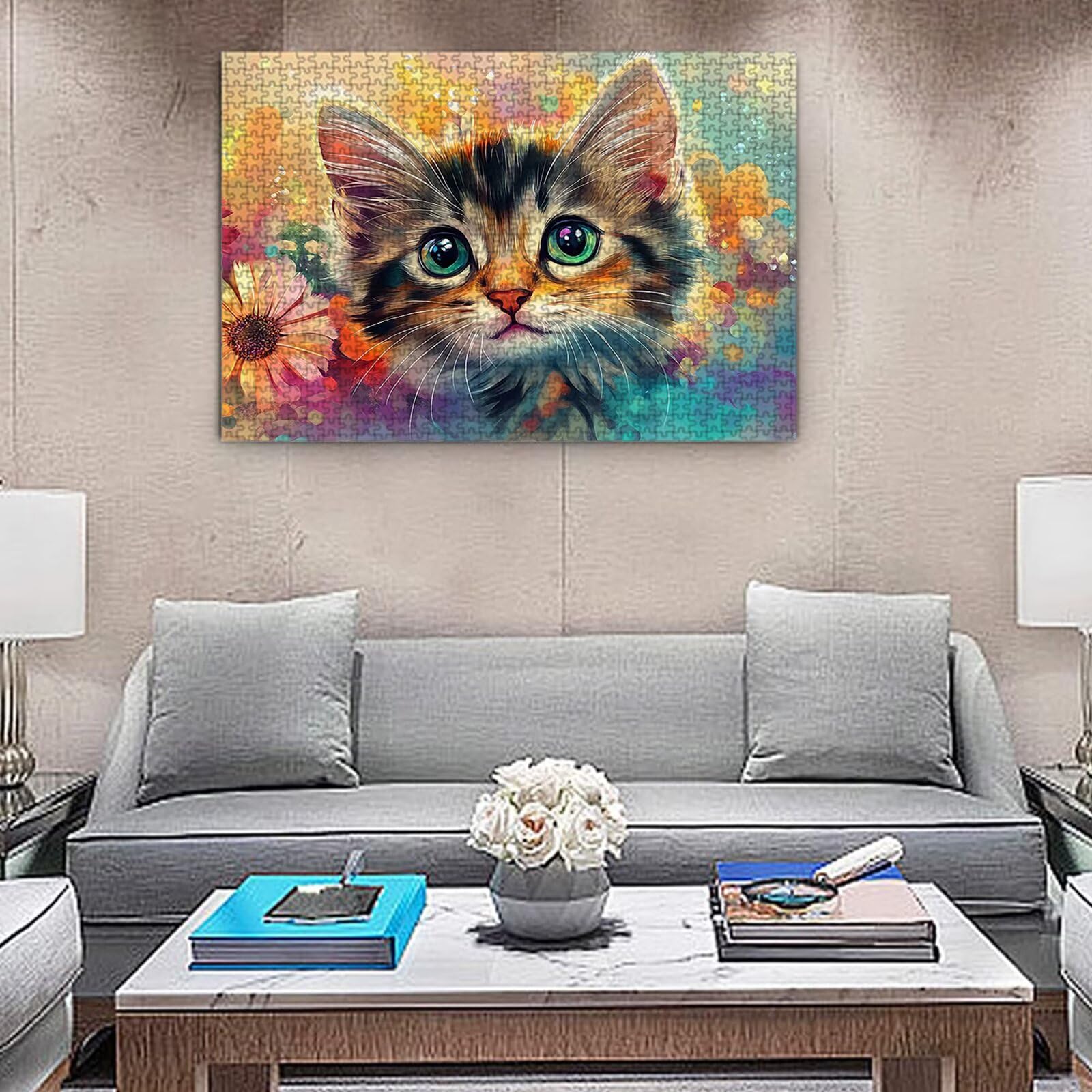 Puzzle dla dorosłych, 6000 sztuk, trudne drewniane puzzle, gra, gra logiczna, gra ręczna, dekoracja rodzinna, kreatywna rozrywka, prezent 105 x 179 cm kot kwiaty 9 K0F-871
