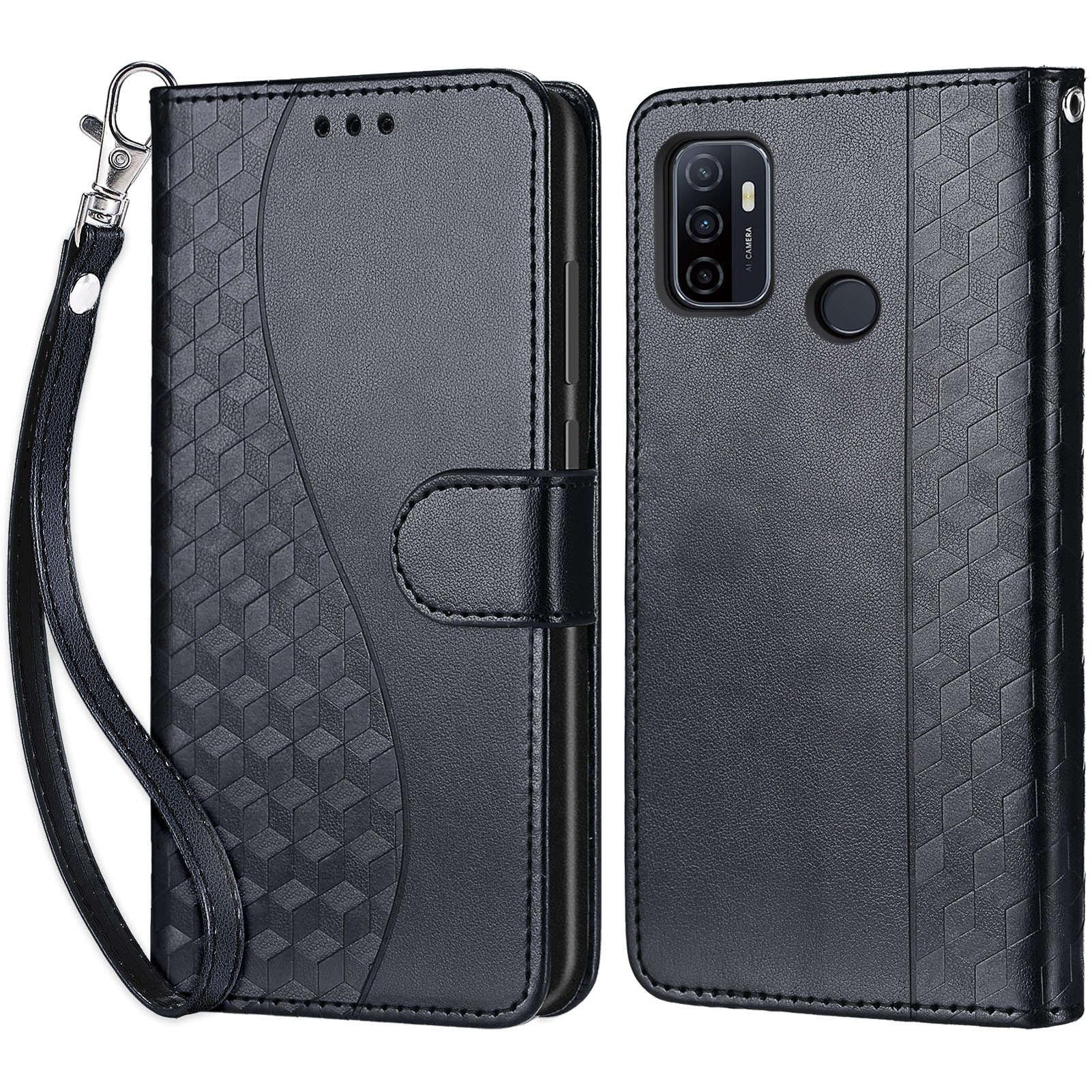 CXKJ Custodia per Oppo A53s (6.50 Pollice) Cover, Flip Caso in PU Pelle