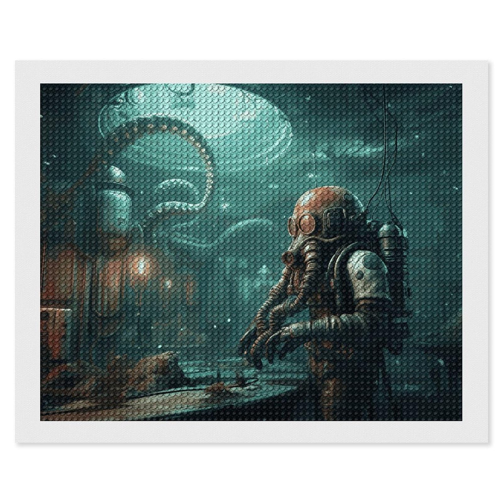 Cool Octopus Diver Diamond Art Kits for Adults, DIY 5D Diamonds Painting Kits for Beginner, Round Full Drill Diamond Dots Painting, 16"x20" Diamonds Pictures Gem Art and Crafts Wall Decor