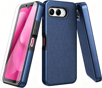 for T-Mobile Revvl 8 5G Phone Case with Screen Protector Blue | Dual Layer Heavy Duty Military Grade Shockproof Corner Cover for T-Mobile Revvl 8