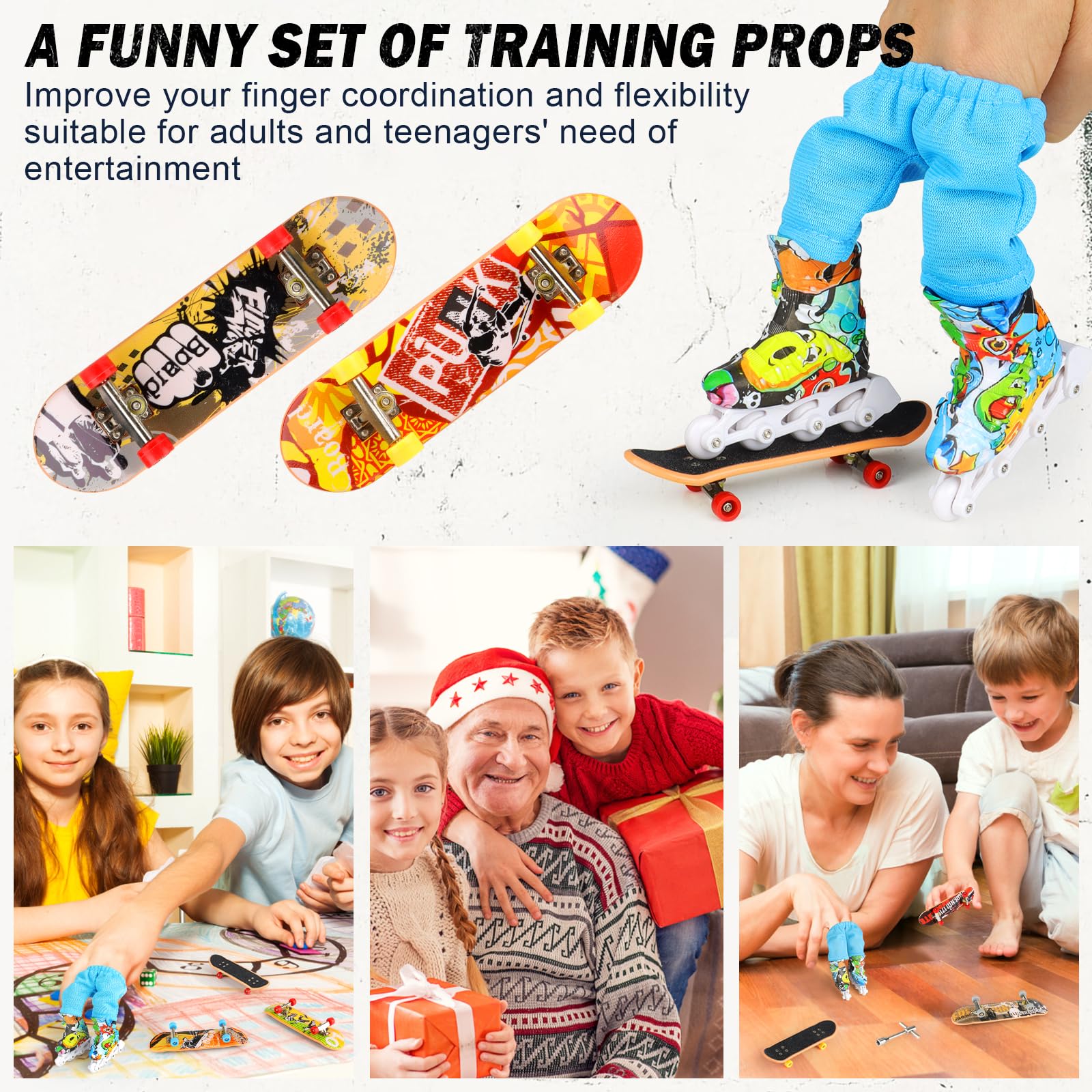 CS COSDDI Mini Finger Skateboards Ramp Accessories Set, 6-in-1 Fingerboard Toy Skate Park Kit Ramp, DIY Assembly Mini Finger Skateboard Ultimate Park Set Ramps for Kids Birthday Gift