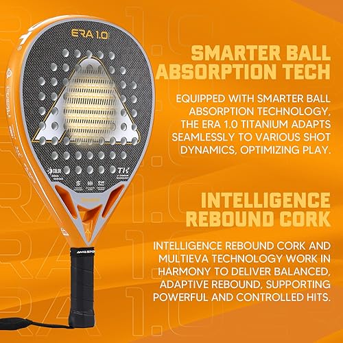 Miniatura 5 de AMA SPORT ERA 1.0 Raqueta de pádel con superficie de fibra de carbono con núcleo de espuma EVA Memory Flex Raqueta de pádel ligera de potencia y