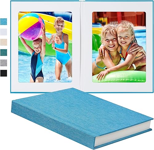 Miniatura 10 de Pssoss Álbum de fotos de 8 x 10 pulgadas con cubierta de lino para escritura, álbum de fotos de 8 x 10 pulgadas, con capacidad para 20 fotos, ideal