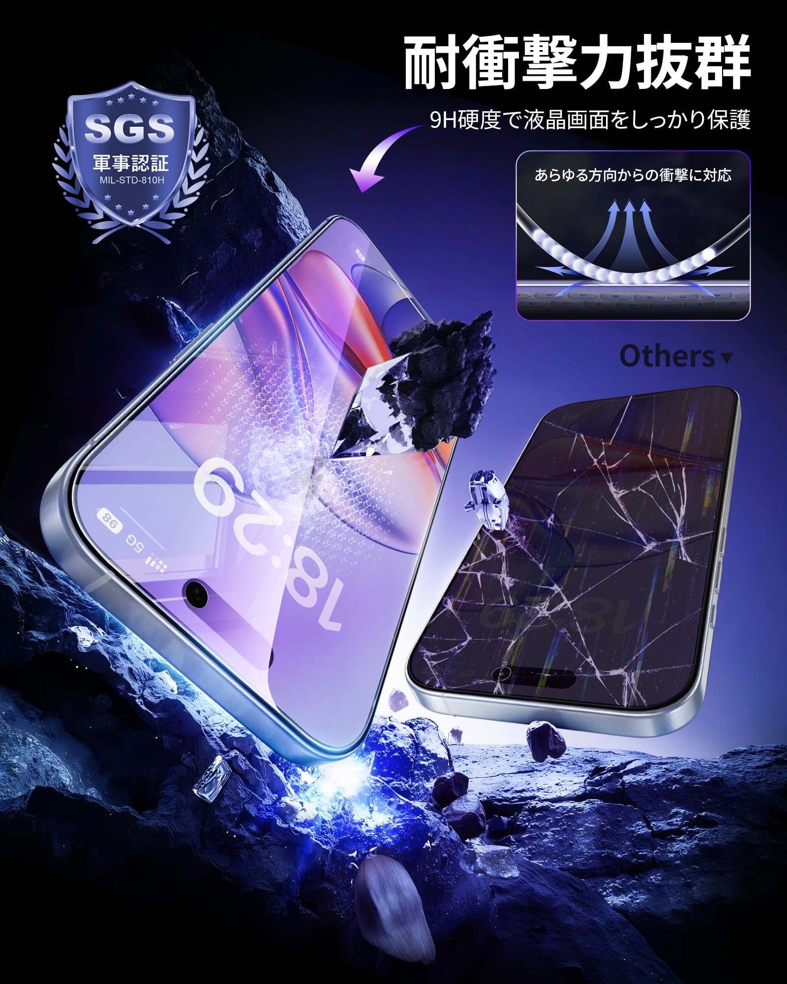 Amazon | NIMASO ブルーライトカット iPhone 15用 ガラスフィルム 目の