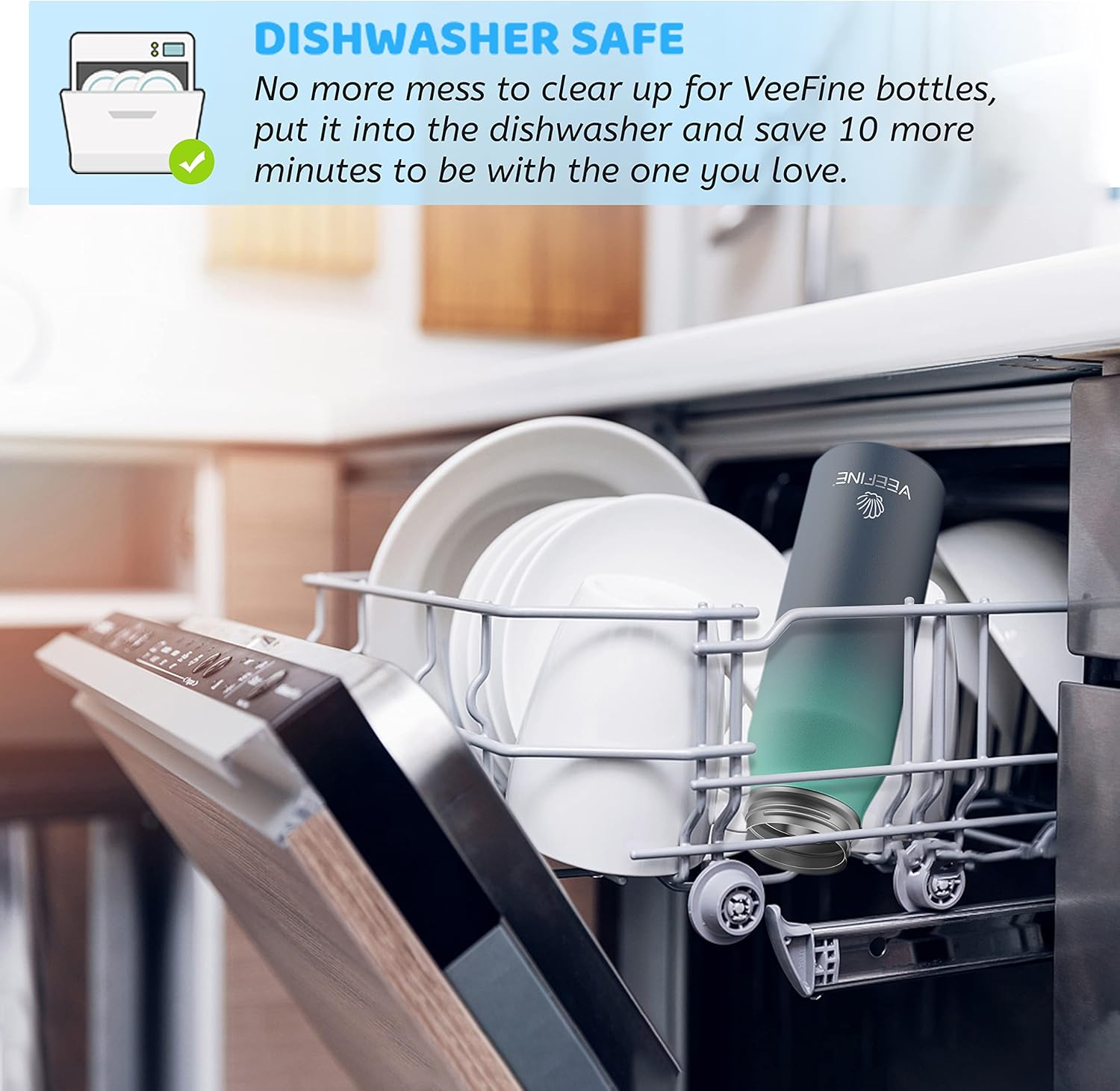 VEEFINE Metal Water Bottle Dishwasher Safe Insulated Water Bottle BPA-Free Stainless Steel Water Bottles 32oz Reusable for Hiking and Camping : Sports & Outdoors