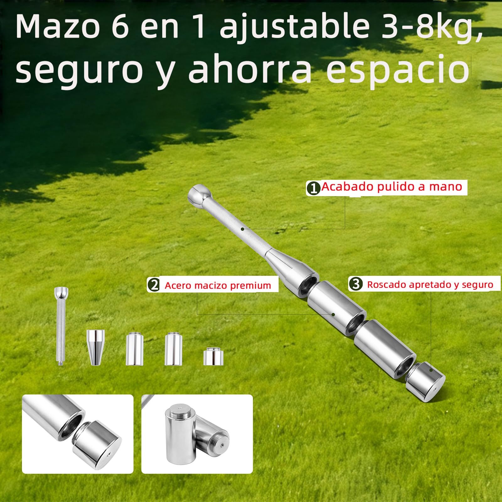 Verstellbare Keule 3-8 kg, 6-in-1 Multifunktionaler Trainingsstab/Kurzhantel für Home Gym, Platzsparende Hantelstange für Krafttraining, Muskelaufbau & Rehabilitation für Anfänger und Profis