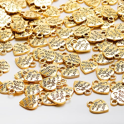 X Hot Popcorn 300 dijes de amor hechos con etiquetas de amor, en forma de corazón, hechos con amor para manualidades, pulseras, aretes, joyería,