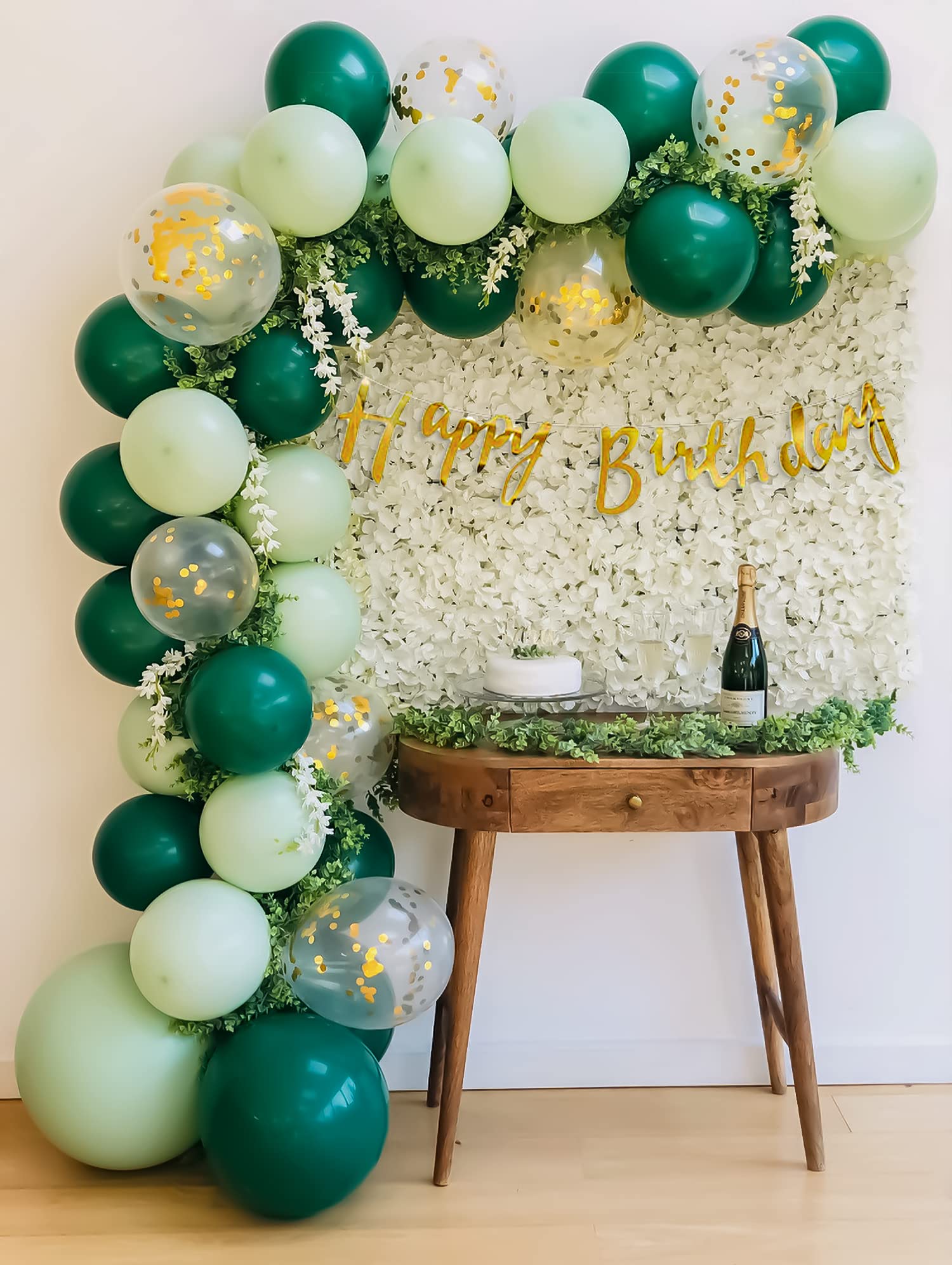 Specialyou.In Green Theme Birthday Kit For Girls & Boys,Birthday Balloons For ,Happy Birthday ,With Pastel Green & Dark Green Balloons,Confetti Balloons-57 Items - Rubber,57 Pcs