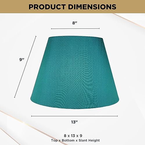 Miniatura 6 de Royal Designs, Inc. Juego de 2 pantallas de lámpara Deep Empire de tapa dura para lámpara de mesa, tela de seda, HB-646-13TUR-2, 8 x 13 x 9 pulgadas