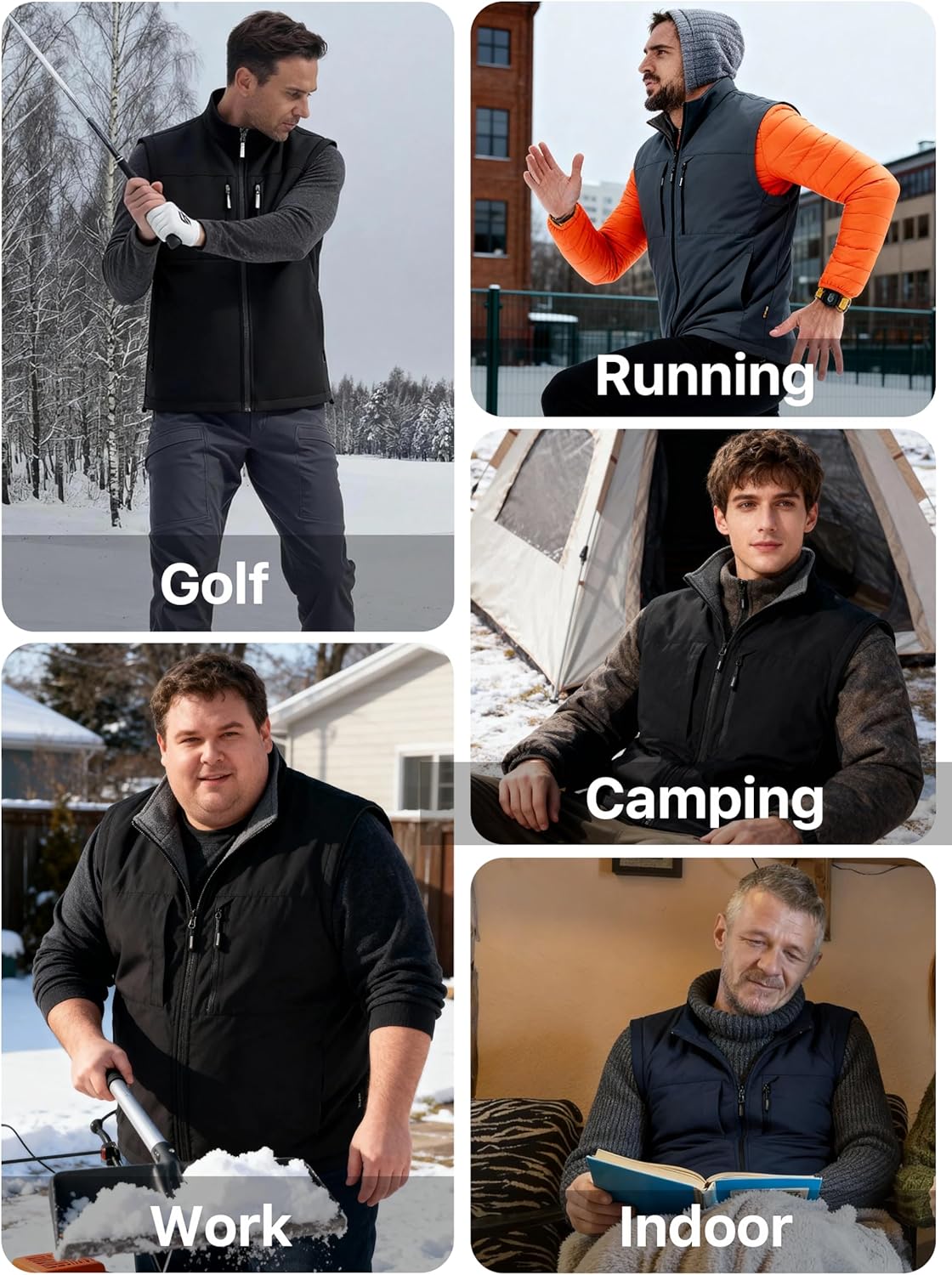 FREE SOLDIER Mens Winter Vest Outerwear Warm Fleece Lined Windproof Reversible Softshell Sleeveless Jacket for Work Hiking - Image 8