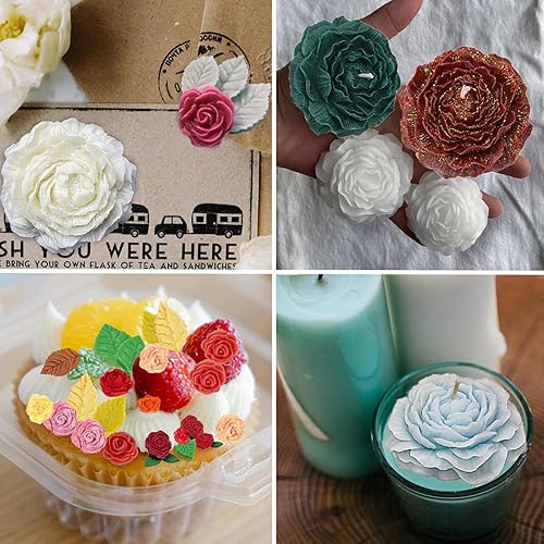 Miniatura 9 de 8 moldes de peonía de cuatro tamaños grande + mediano + pequeño + extra pequeño + molde de silicona para hojas de peonía, molde de rosa con aguja