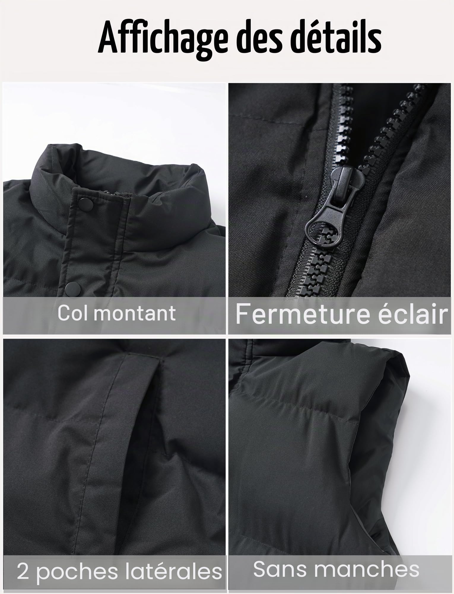 FEOYA Femme Gilet sans Manche Gilet Duvet Doudoune Zippé Adulte Veste Hiver Légère Matelassée Zippée avec Poches