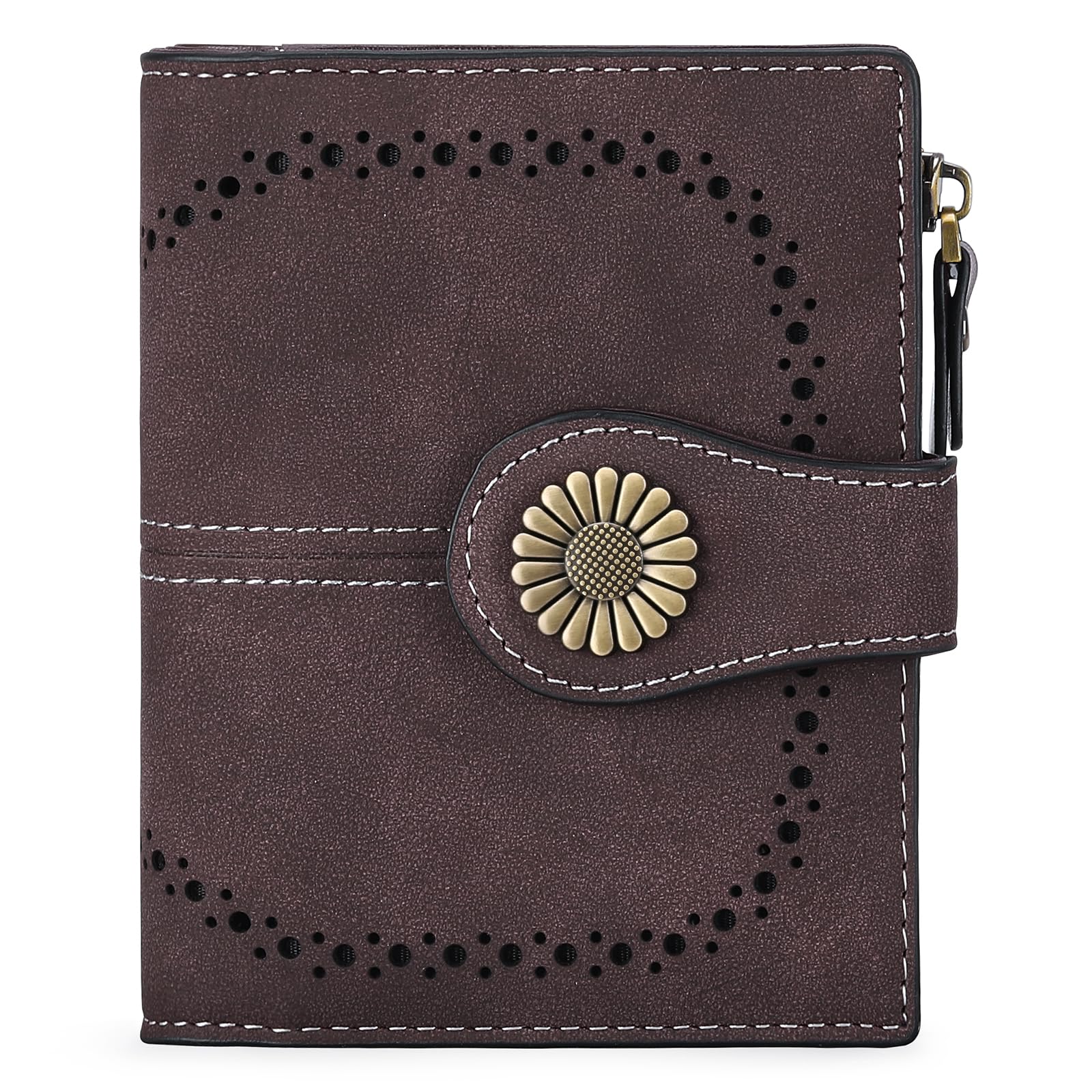 Small Wallets for Woman RFID Blocking Leather Bifold Credit Card Holder Purse with ID Window
