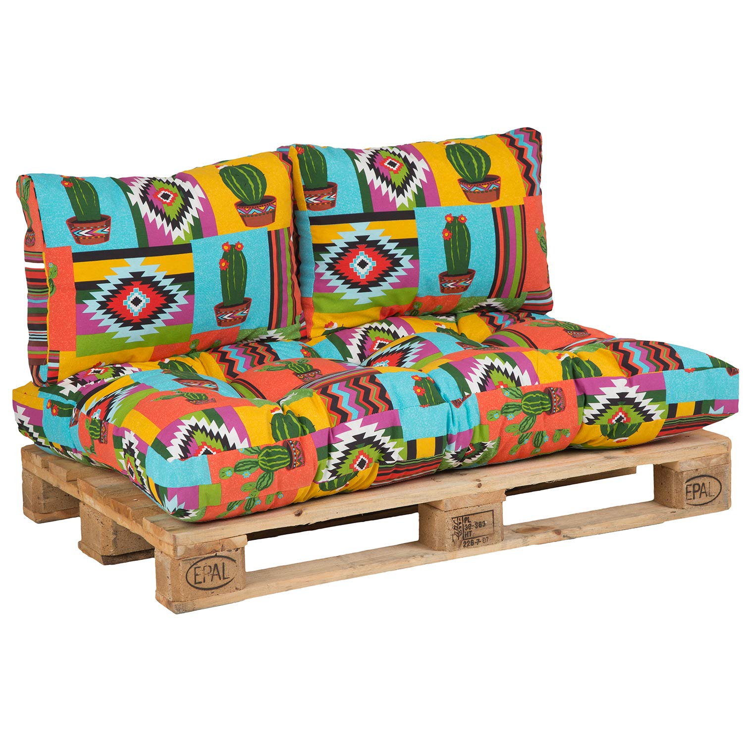 thumbnail: XDREAM Garden Set Van 3 Palletkussens - Zitkussen, Rugkussen En Armleuningen, Antraciet, 120 X 80 Cm + 120 X 40 Cm