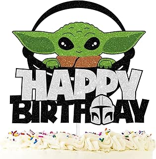 Happy Birthday baby Cake Topper Space Theme Cake Topper black Glitter Birthday boy girl baby Baby Shower Party Decoration LIANGSS