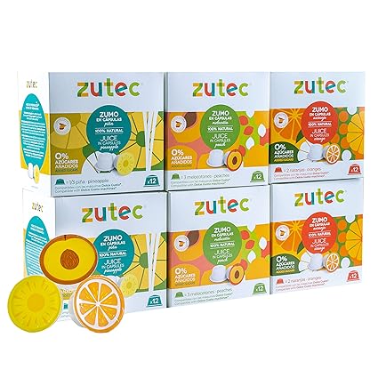 Zutec - Verschiedene Saftkapseln (Orange, Ananas und Pfirsich) - Kompatibel  mit Nescafé Dolce Gusto®* Kaffeemaschinen - 6 Packungen mit 12 Kapseln - 72  Kapseln : Amazon.de: Lebensmittel \u0026 Getränke