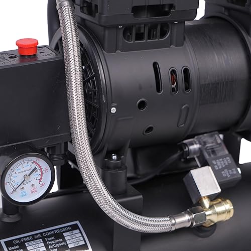 Miniatura 7 de MZB - Compresor de aire ultra silencioso de 2.4 galones, 110 V60 Hz, 1.0 HP 5.65 CFM, tanques de acero MAX 115PSI, sin aceite, 68 dB, compresor de