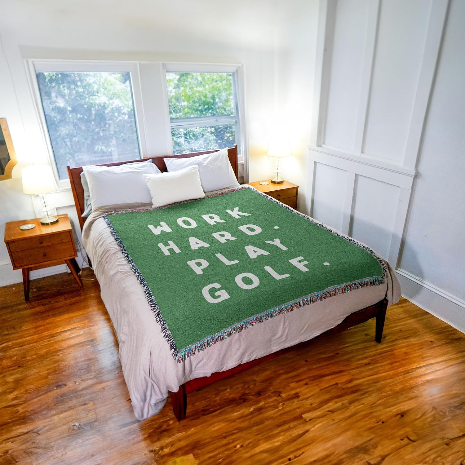 Pure Country Weavers Work Hard Play Golf - Gift Sports Tapestry Throw Blanket Woven from Cotton - Made in The USA (72x54)