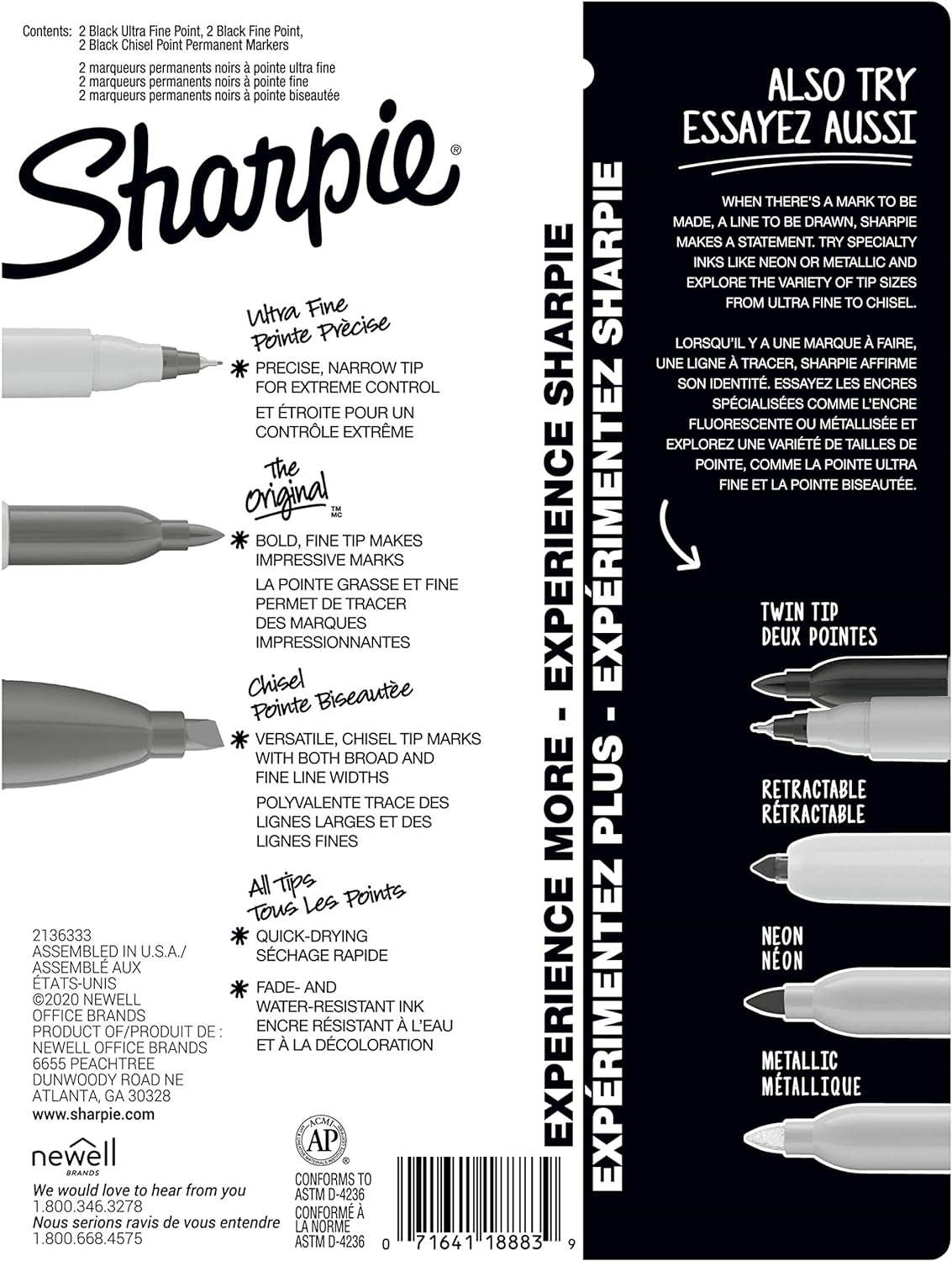 Versatile Sharpie Marker Set: Chisel, Fine, and Ultra-Fine Tips for Every Creative Need - 6 Pack