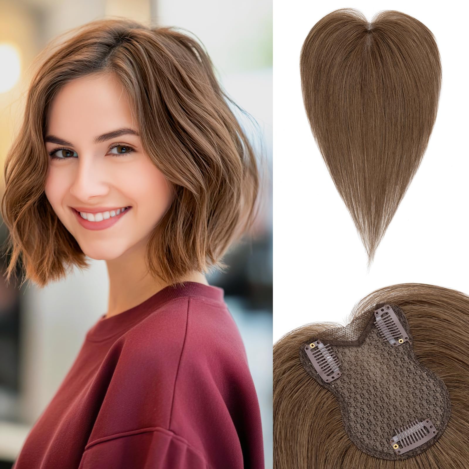 SEGOHAIR Hair Toppers for Women Human Hair Double-Layer Hand-Stitched 360°3D Coverage Lightweight