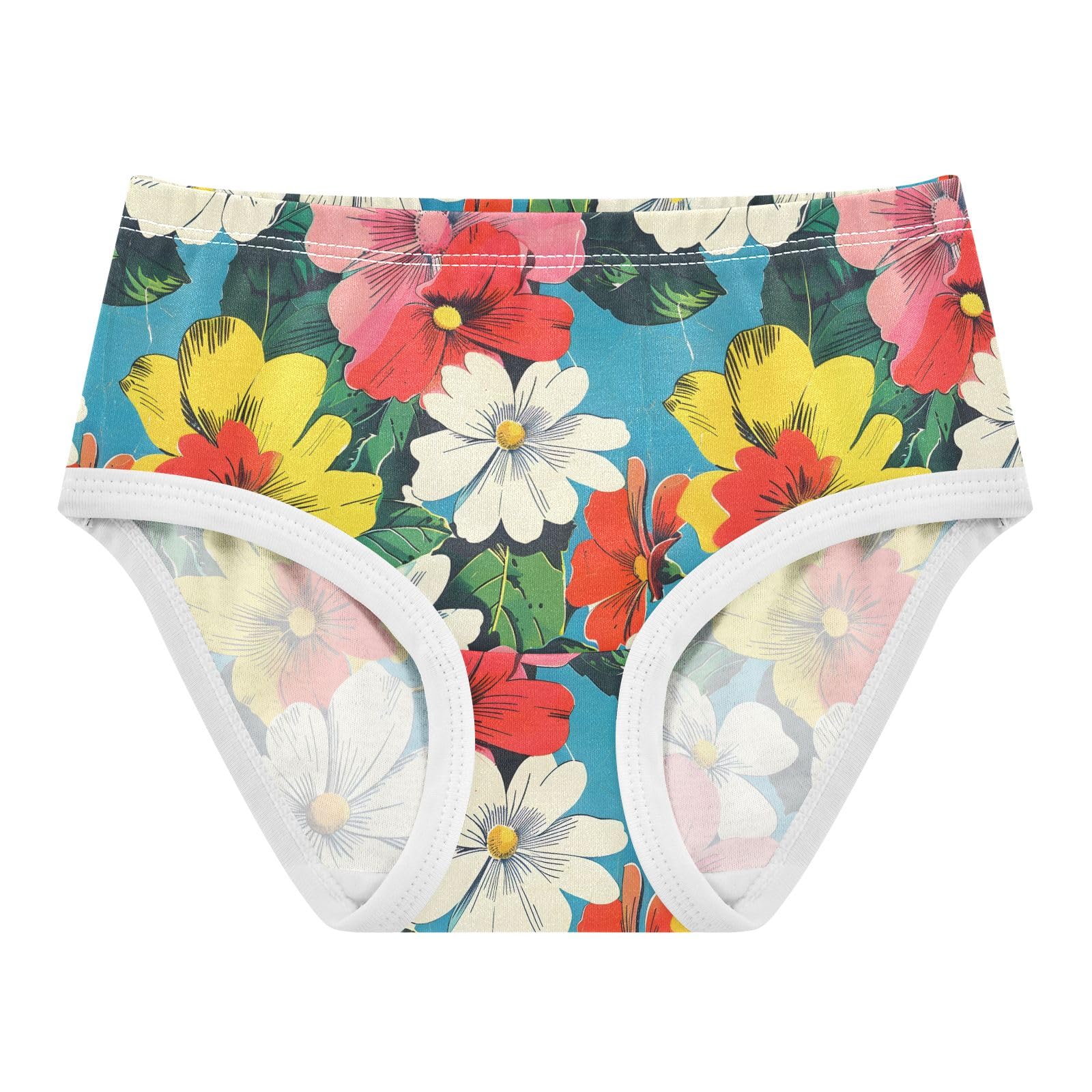 ALAZA Toddler Girls Cotton Hipster Underwear Soft Retro Floral Pattern 2 Pack 2T