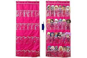Barbie Clothes Organizer Storage, 24 Pockets Over Door Hanging Toy Storage for...