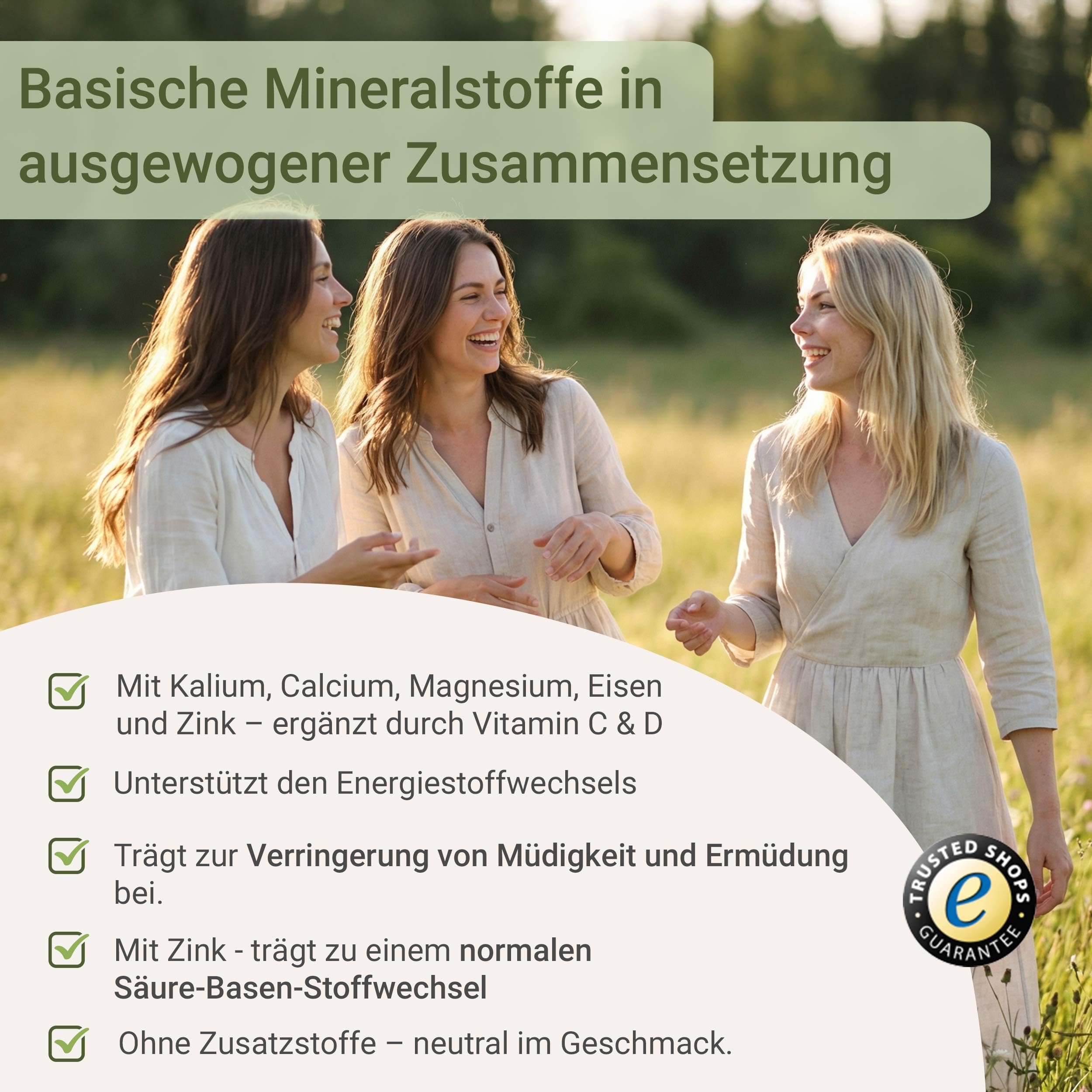 for you natural Basenpulver 360g - Basenpulver gegen Übersäuerung - 60 Portionen Basen Citrat - Mit Kalium, Calcium, Magnesium, Eisen & Zink ideal zum Basenfasten - zuckerfrei