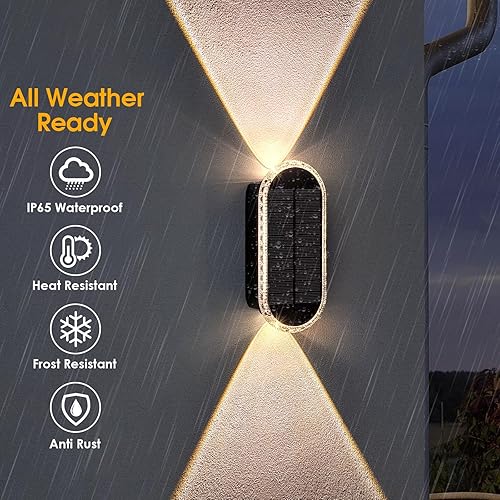 Miniatura 4 de Luces solares de valla al aire libre - 3000/4000/6000K 3 modos, luces de valla impermeables IP65 alimentadas por energía solar, iluminación