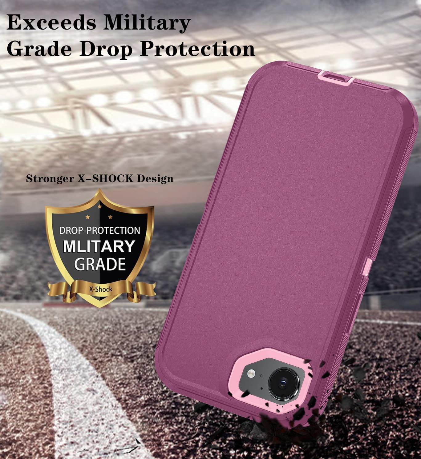 Phone Case for iPhone 16e Case with HD Screen Protector, Heavy Duty Shockproof & DustProof & Dropproof 3-Layer Cover Phone Case for iPhone 16e,WineRedPink for iPhone 16e WineRedPink image 4 of 6 B0DYF69R7N