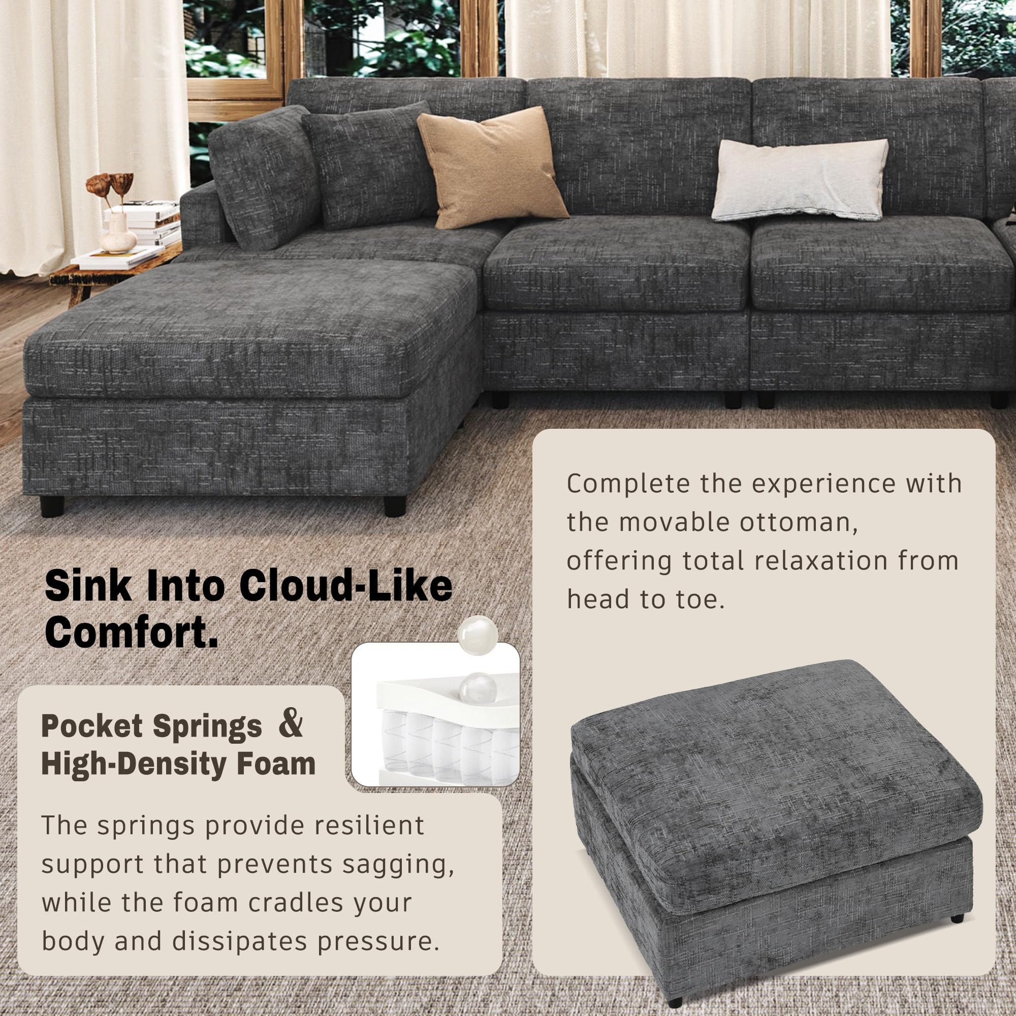 Amazon.com: LUMISOL Sectional Couch for Living Room, Large U