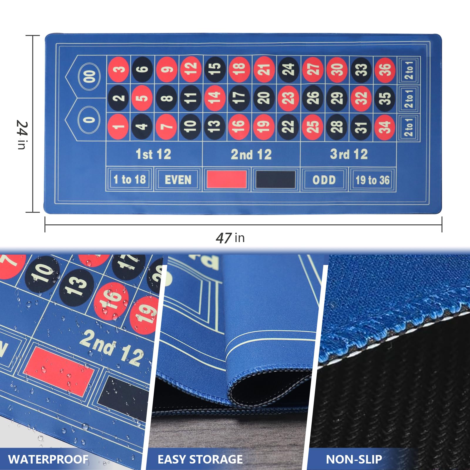 Set di ruote per roulette, giochi da tavolo per roulette con ruota da roulette in legno massello da 11 pollici, tappetino da casinò in feltro double face, 91,4 x 182,9 cm, 100 fiches da