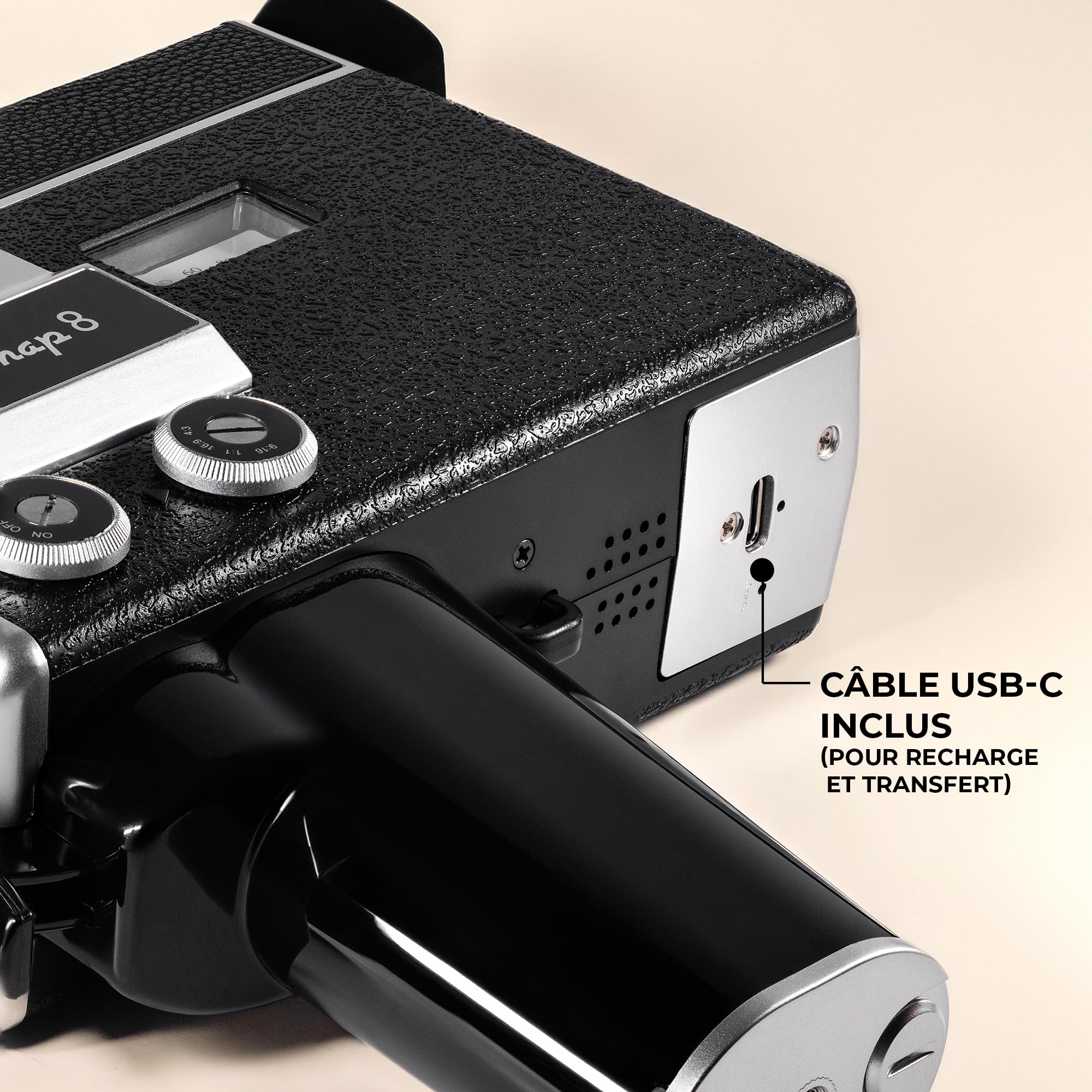 Camp Snap CS-8 Videocámara Digital - Grabadora de vídeo 2.7K para Youtube, Cámara sin Pantalla, Zoom Digital 8X, con 5 Filtros Película Personalizables, Tarjeta SD Incluida y Batería Recargable USB-C